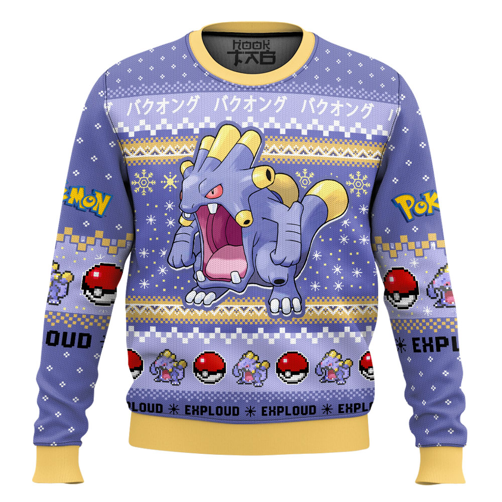 Hooktab Pokemon Gen 3 Exploud Ugly Christmas Sweater Hooktab Pokemon Gen 3 Exploud Ugly Christmas Sweater
