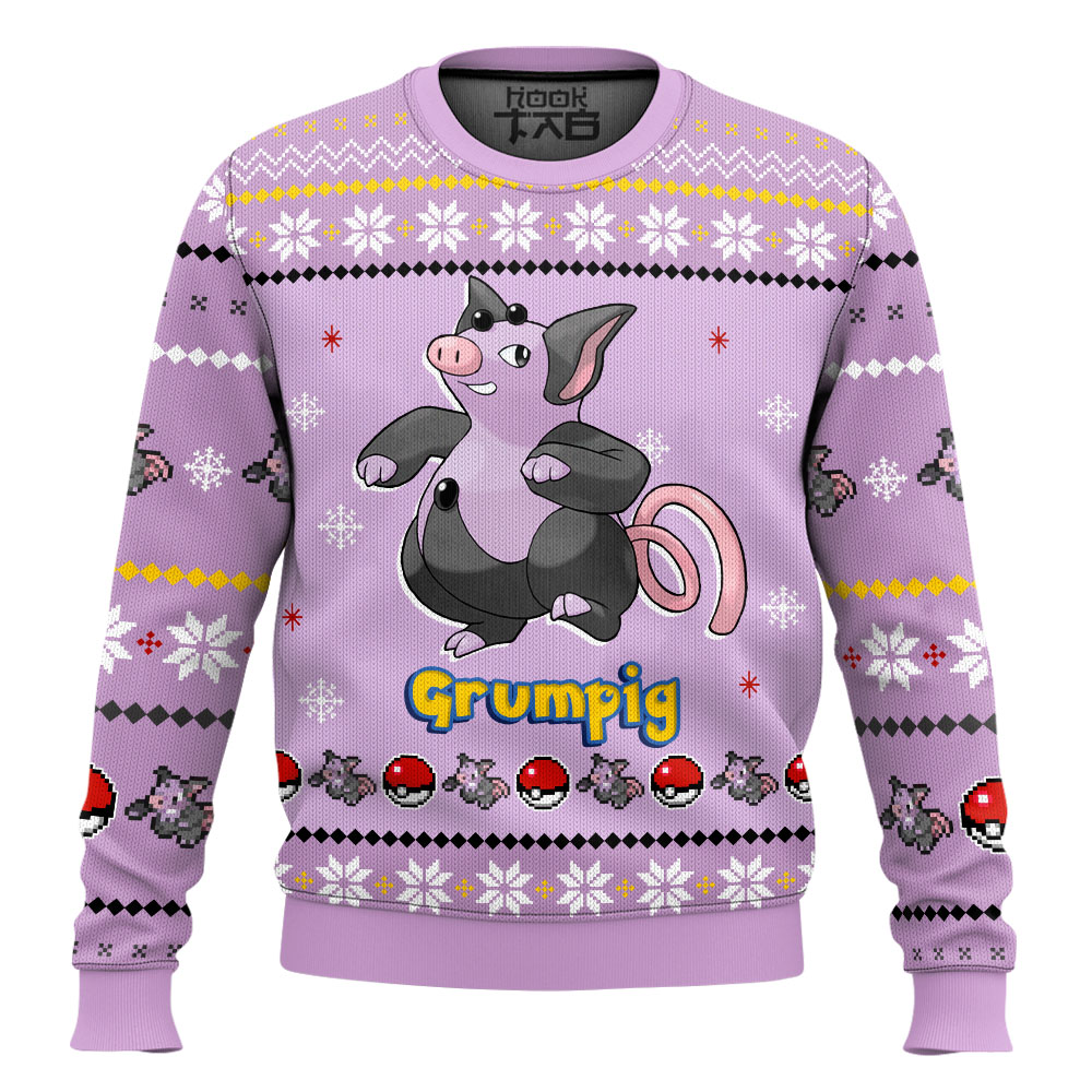 Hooktab Pokemon Gen 3 Grumpig Ugly Christmas Sweater Hooktab Pokemon Gen 3 Grumpig Ugly Christmas Sweater