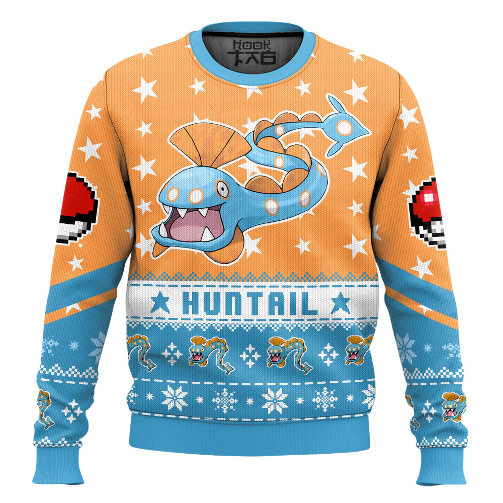 Hooktab Pokemon Gen 3 Huntail Ugly Christmas Sweater Hooktab Pokemon Gen 3 Huntail Ugly Christmas Sweater