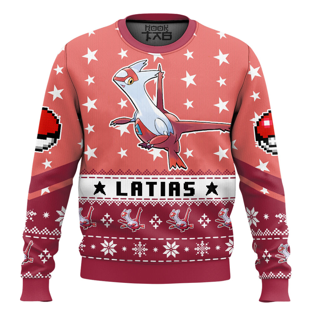 Hooktab Pokemon Gen 3 Latias Ugly Christmas Sweater Hooktab Pokemon Gen 3 Latias Ugly Christmas Sweater