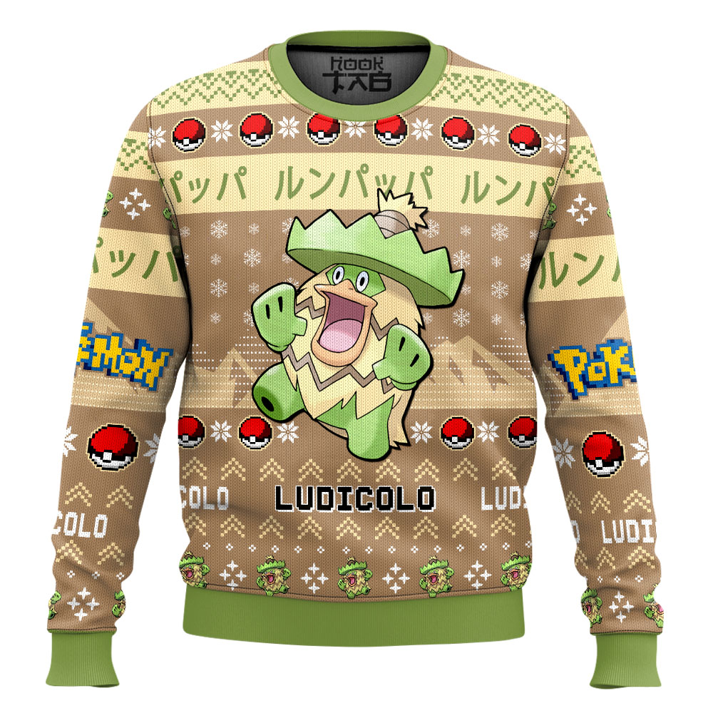 Hooktab Pokemon Gen 3 Ludicolo Ugly Christmas Sweater Hooktab Pokemon Gen 3 Ludicolo Ugly Christmas Sweater