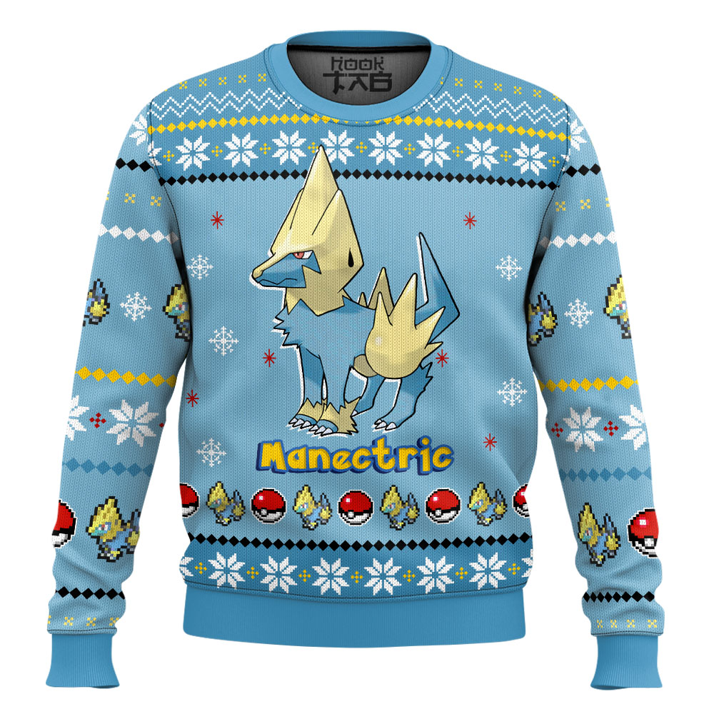 Hooktab Pokemon Gen 3 Manectric Ugly Christmas Sweater Hooktab Pokemon Gen 3 Manectric Ugly Christmas Sweater