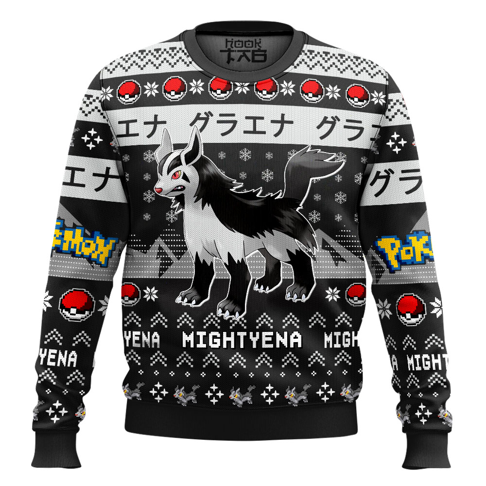 Hooktab Pokemon Gen 3 Mightyena Ugly Christmas Sweater Hooktab Pokemon Gen 3 Mightyena Ugly Christmas Sweater