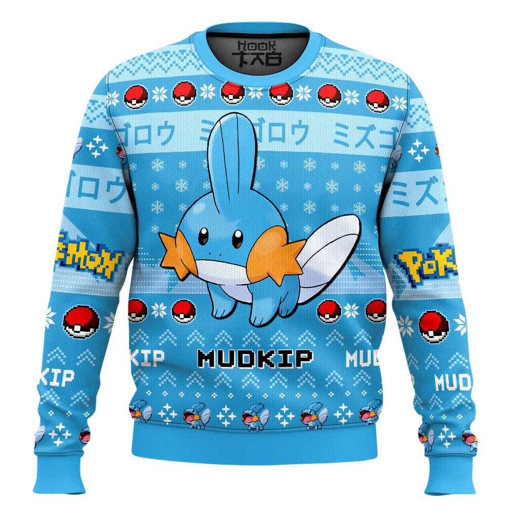 Hooktab Pokemon Gen 3 Mudkip Ugly Christmas Sweater Hooktab Pokemon Gen 3 Mudkip Ugly Christmas Sweater