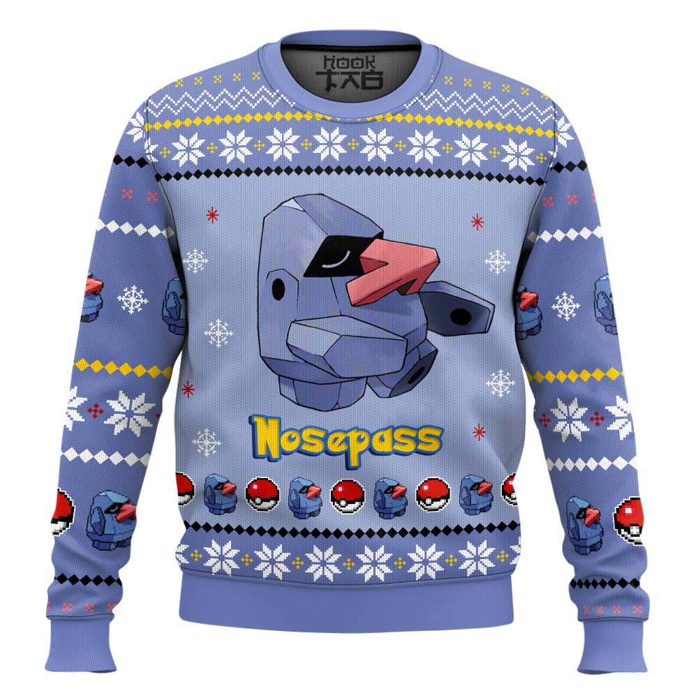 Hooktab Pokemon Gen 3 Nosepass Ugly Christmas Sweater Hooktab Pokemon Gen 3 Nosepass Ugly Christmas Sweater