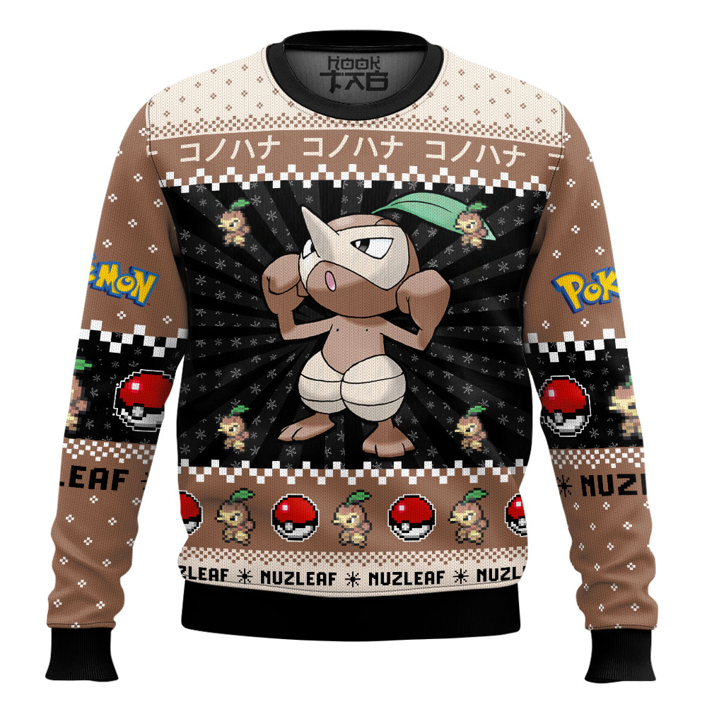 Hooktab Pokemon Gen 3 Nuzleaf Ugly Christmas Sweater Hooktab Pokemon Gen 3 Nuzleaf Ugly Christmas Sweater