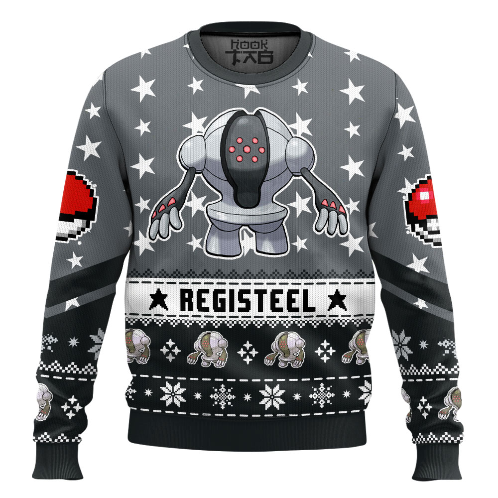 Hooktab Pokemon Gen 3 Registeel Ugly Christmas Sweater Hooktab Pokemon Gen 3 Registeel Ugly Christmas Sweater