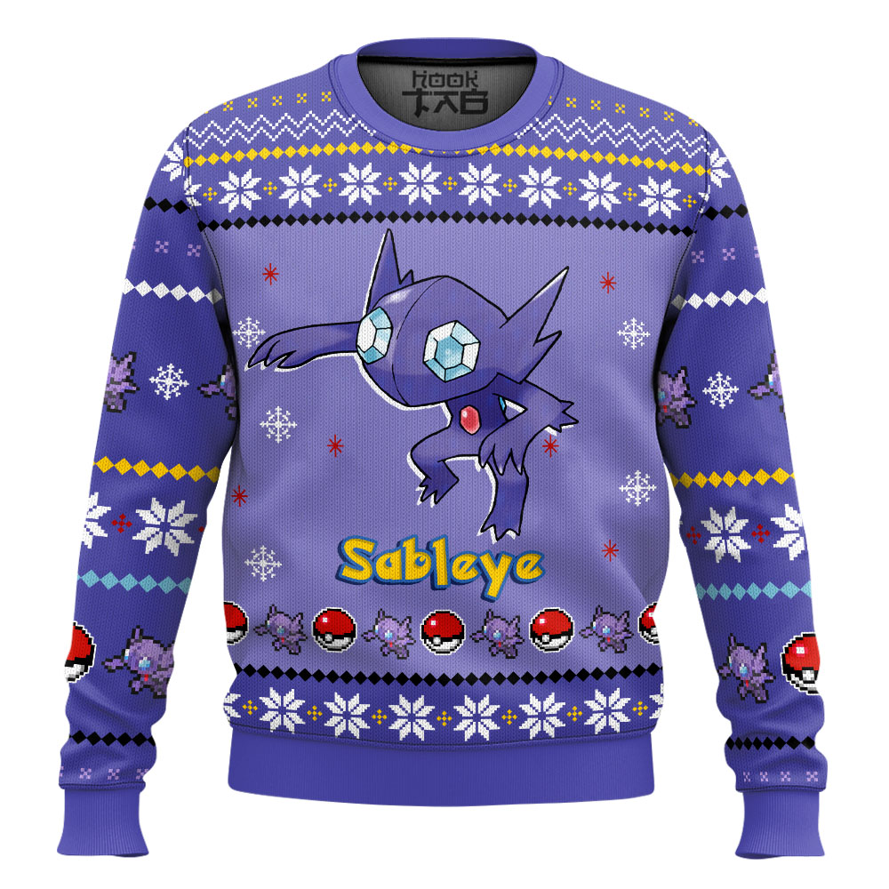 Hooktab Pokemon Gen 3 Sableye Ugly Christmas Sweater Hooktab Pokemon Gen 3 Sableye Ugly Christmas Sweater