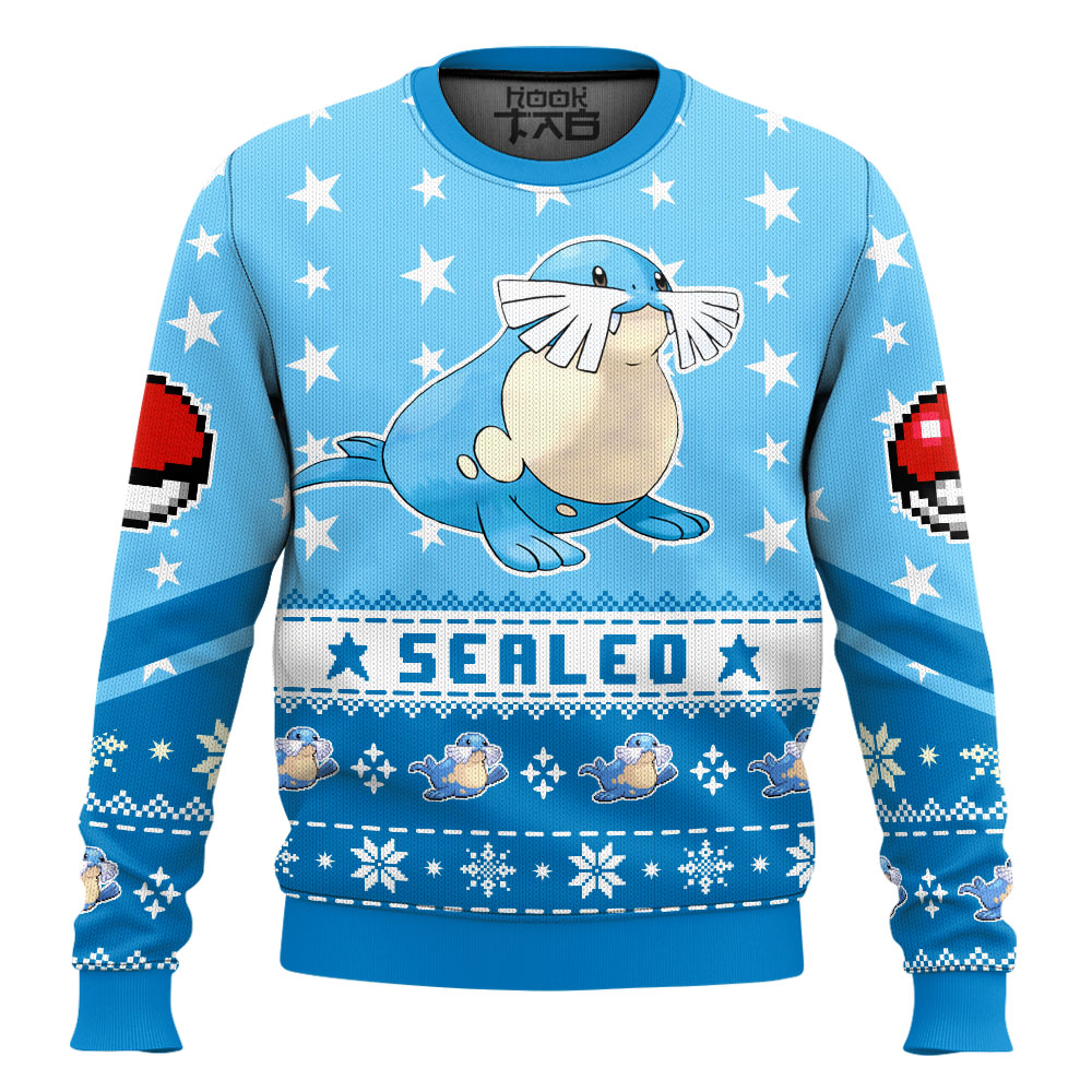 Hooktab Pokemon Gen 3 Sealeo Ugly Christmas Sweater Hooktab Pokemon Gen 3 Sealeo Ugly Christmas Sweater