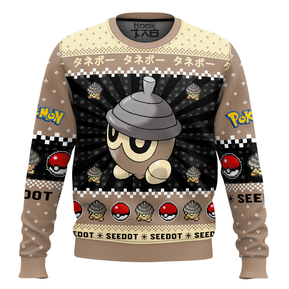 Hooktab Pokemon Gen 3 Seedot Ugly Christmas Sweater Hooktab Pokemon Gen 3 Seedot Ugly Christmas Sweater