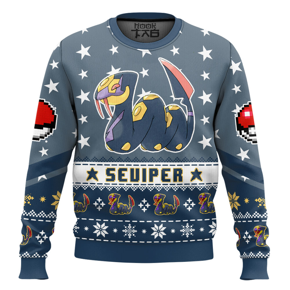 Hooktab Pokemon Gen 3 Seviper Ugly Christmas Sweater Hooktab Pokemon Gen 3 Seviper Ugly Christmas Sweater