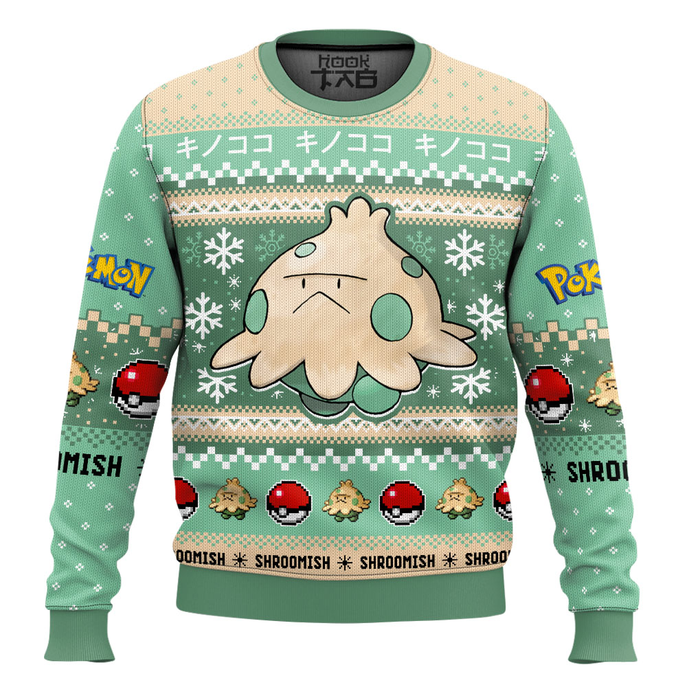 Hooktab Pokemon Gen 3 Shroomish Ugly Christmas Sweater Hooktab Pokemon Gen 3 Shroomish Ugly Christmas Sweater