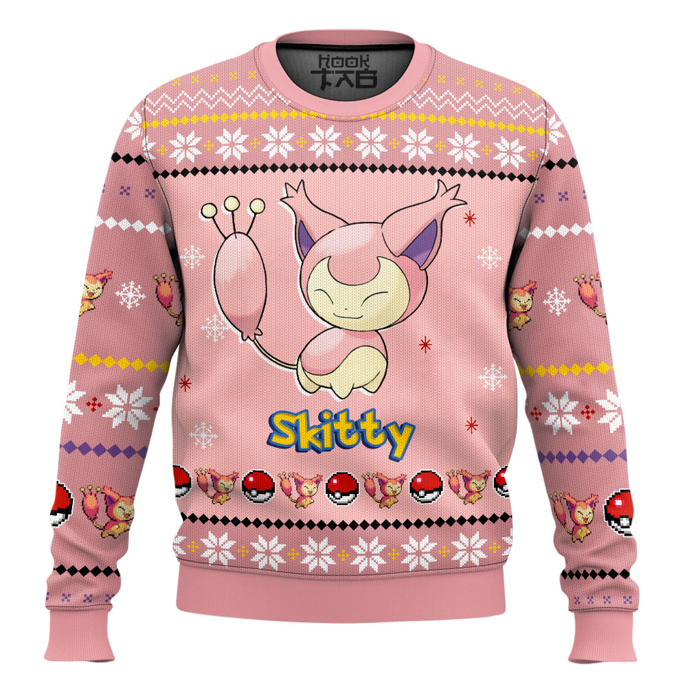 Hooktab Pokemon Gen 3 Skitty Ugly Christmas Sweater Hooktab Pokemon Gen 3 Skitty Ugly Christmas Sweater
