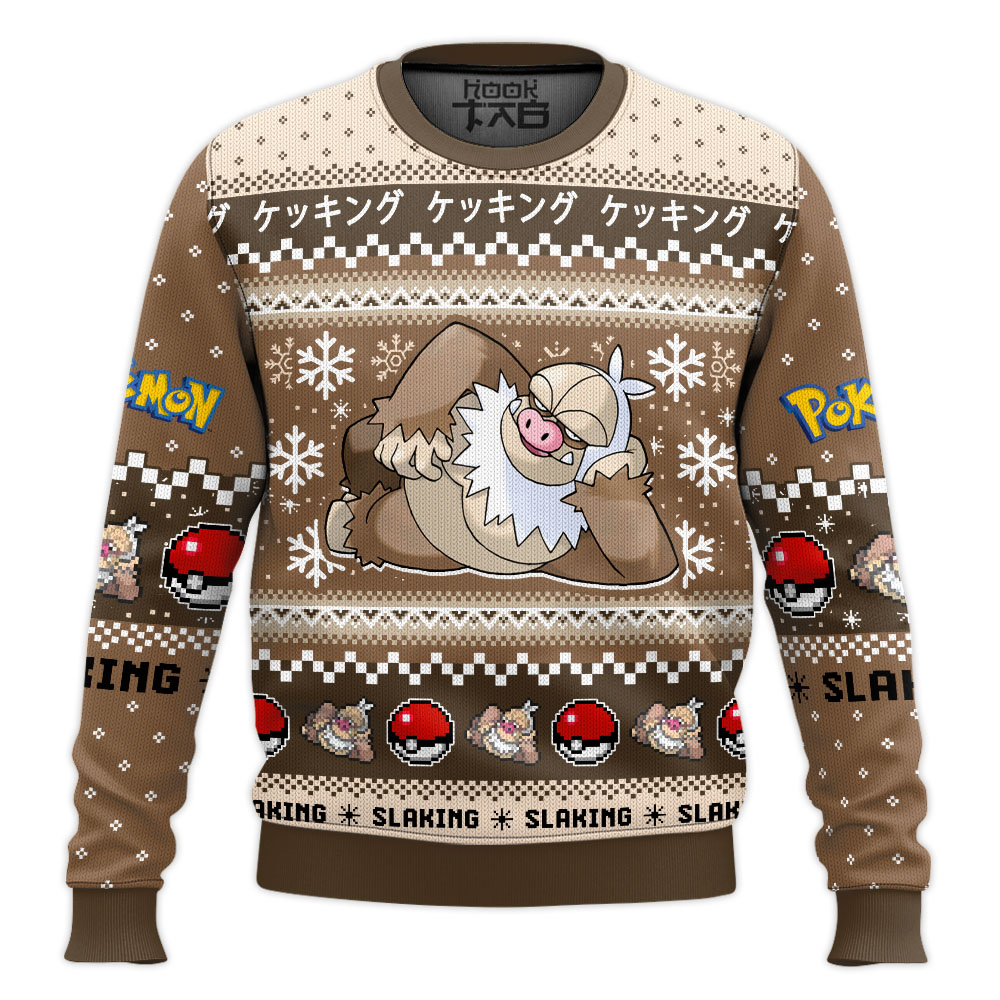 Hooktab Pokemon Gen 3 Slaking Ugly Christmas Sweater Hooktab Pokemon Gen 3 Slaking Ugly Christmas Sweater