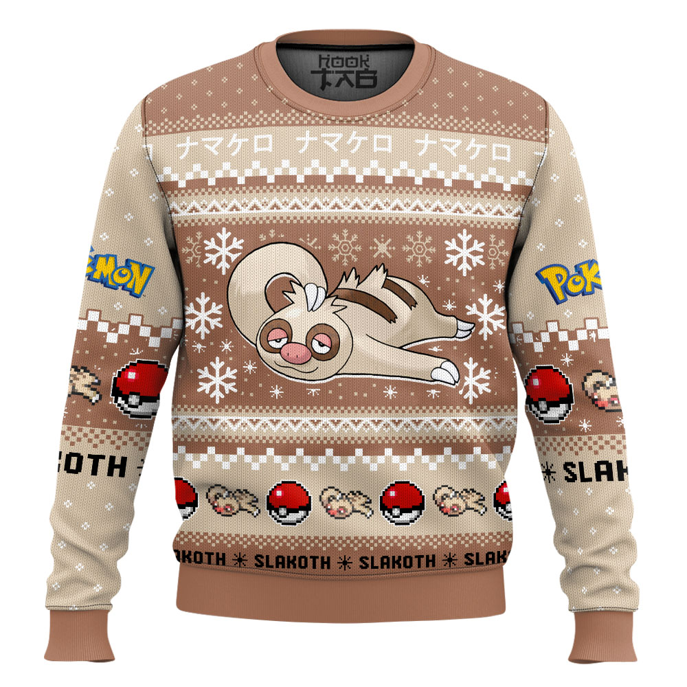 Hooktab Pokemon Gen 3 Slakoth Ugly Christmas Sweater Hooktab Pokemon Gen 3 Slakoth Ugly Christmas Sweater