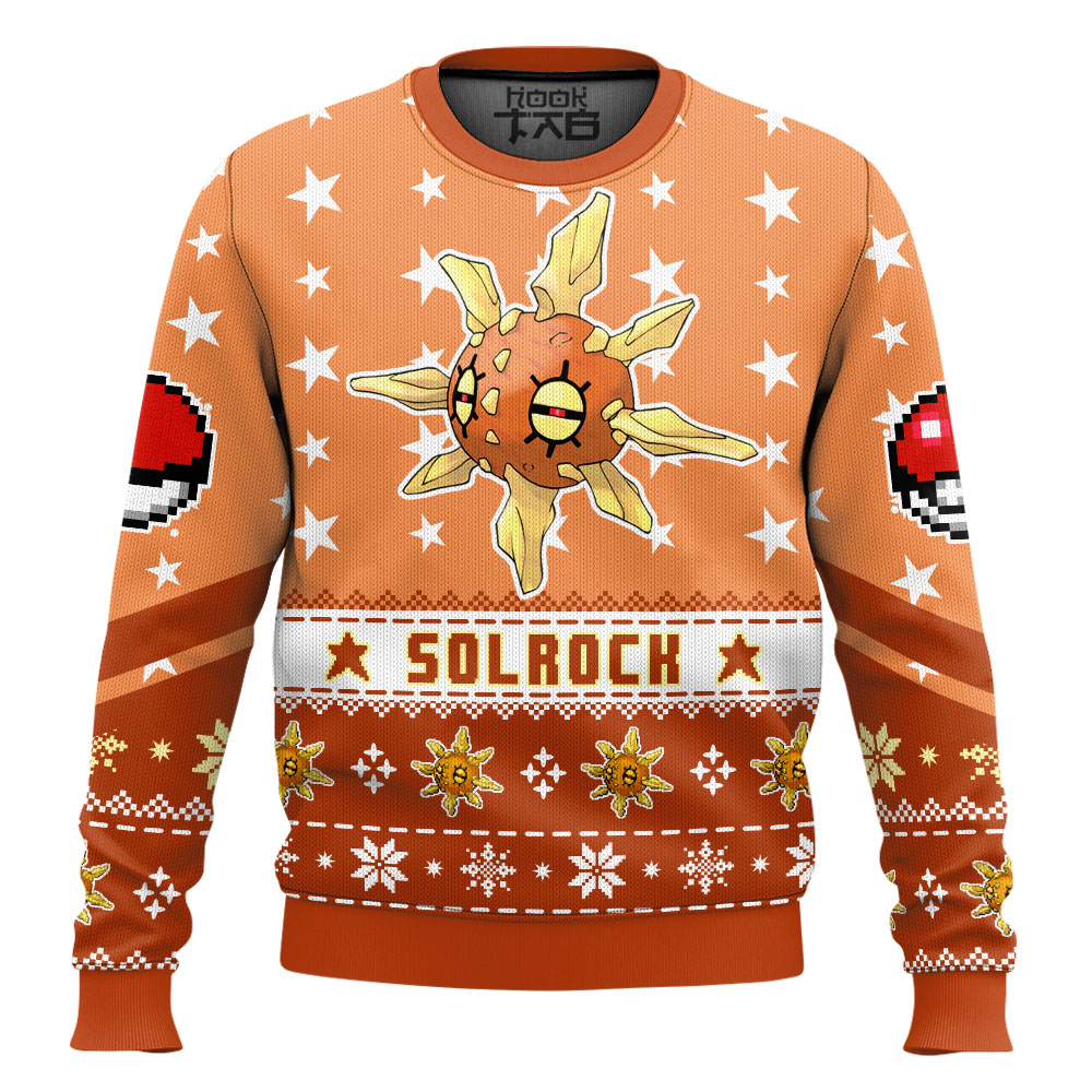 Hooktab Pokemon Gen 3 Solrock Ugly Christmas Sweater Hooktab Pokemon Gen 3 Solrock Ugly Christmas Sweater