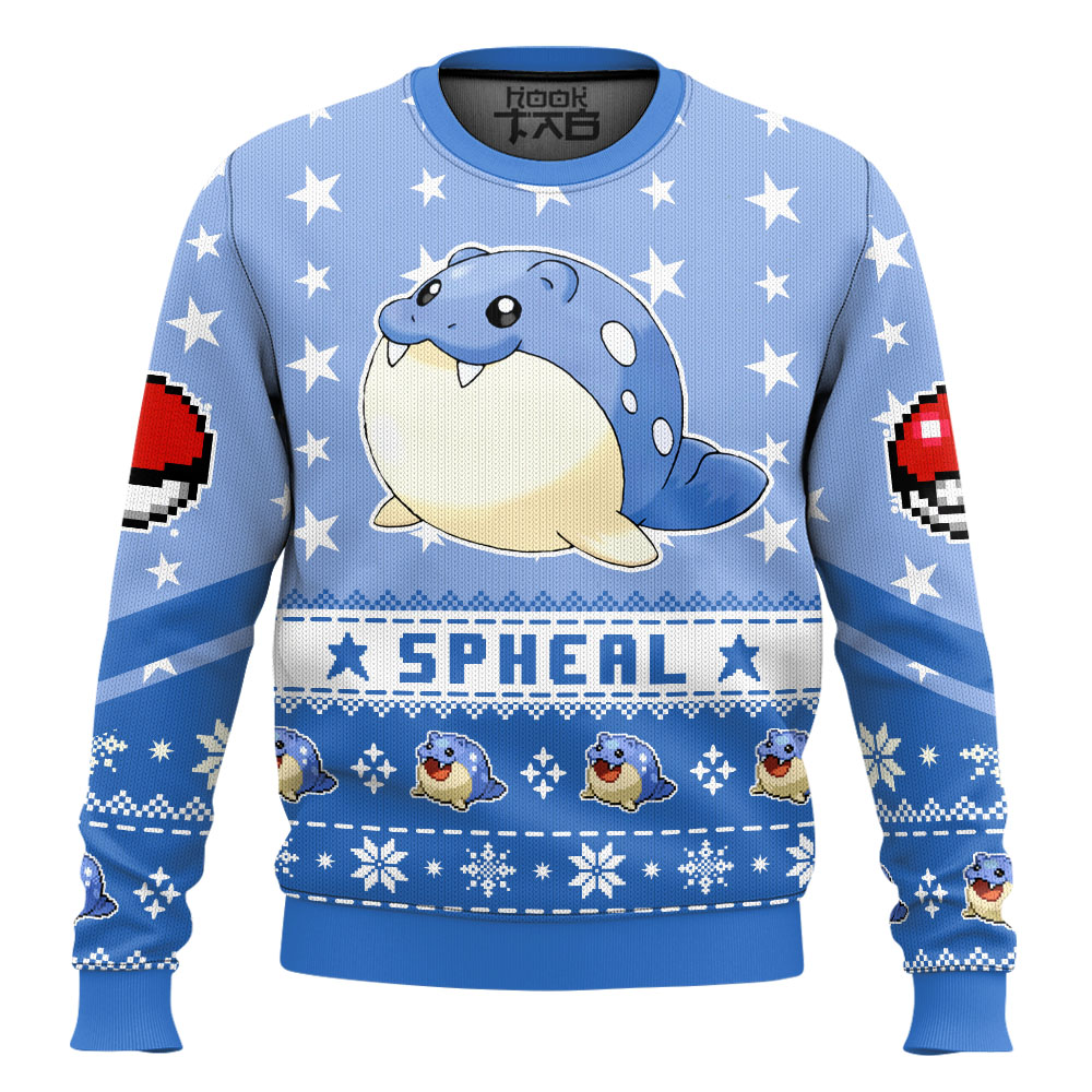 Hooktab Pokemon Gen 3 Spheal Ugly Christmas Sweater Hooktab Pokemon Gen 3 Spheal Ugly Christmas Sweater