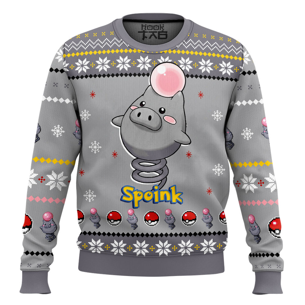 Hooktab Pokemon Gen 3 Spoink Ugly Christmas Sweater Hooktab Pokemon Gen 3 Spoink Ugly Christmas Sweater