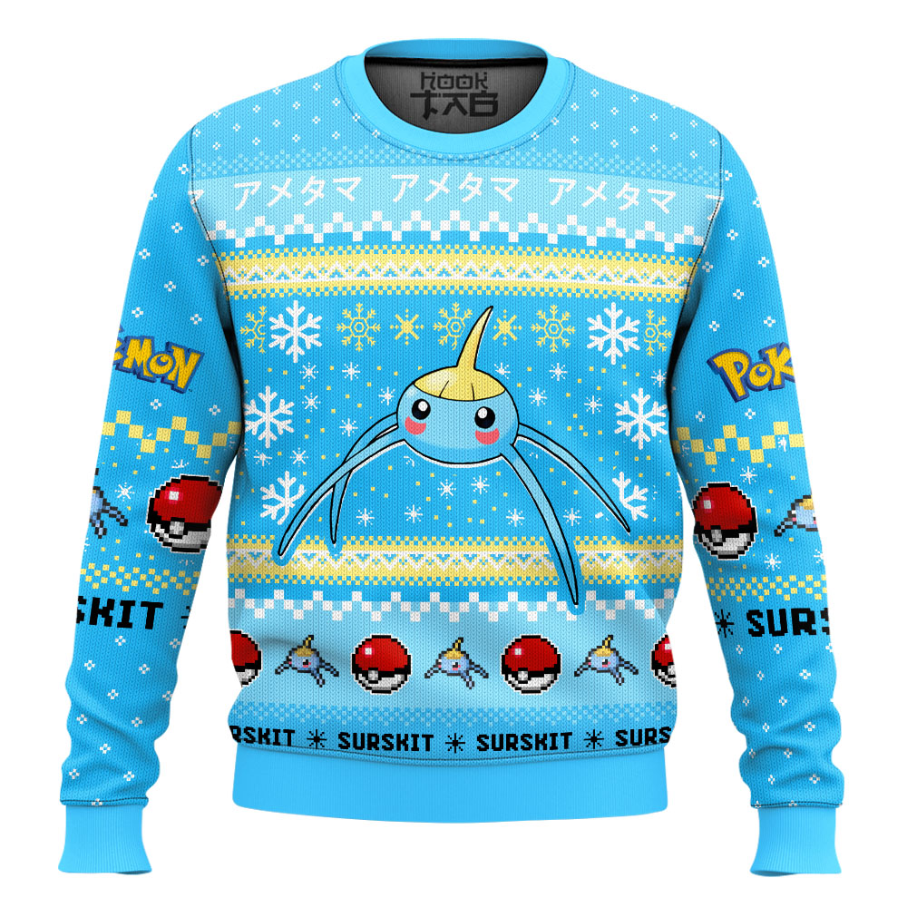 Hooktab Pokemon Gen 3 Surskit Ugly Christmas Sweater Hooktab Pokemon Gen 3 Surskit Ugly Christmas Sweater