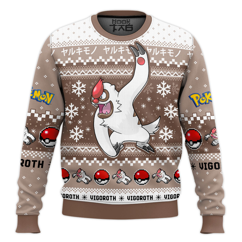 Hooktab Pokemon Gen 3 Vigoroth Ugly Christmas Sweater Hooktab Pokemon Gen 3 Vigoroth Ugly Christmas Sweater