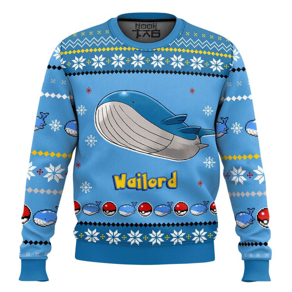 Hooktab Pokemon Gen 3 Wailord Ugly Christmas Sweater Hooktab Pokemon Gen 3 Wailord Ugly Christmas Sweater