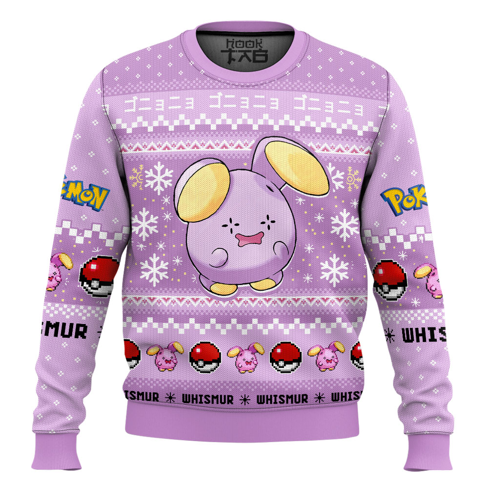 Hooktab Pokemon Gen 3 Whismur Ugly Christmas Sweater Hooktab Pokemon Gen 3 Whismur Ugly Christmas Sweater