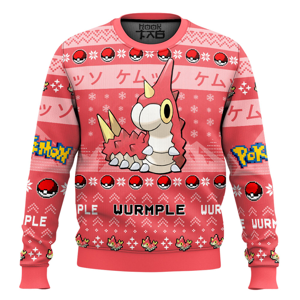 Hooktab Pokemon Gen 3 Wurmple Ugly Christmas Sweater Hooktab Pokemon Gen 3 Wurmple Ugly Christmas Sweater