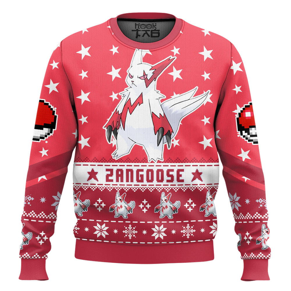 Hooktab Pokemon Gen 3 Zangoose Ugly Christmas Sweater Hooktab Pokemon Gen 3 Zangoose Ugly Christmas Sweater
