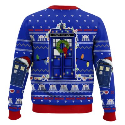 Hooktab Police Box Tardis Doctor Who Ugly Christmas Sweater