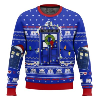 Police Box Tardis Doctor Who Ugly Christmas Sweater