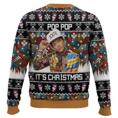 Hooktab Pop Pop It’s Christmas Bruno Mars Ugly Christmas Sweater