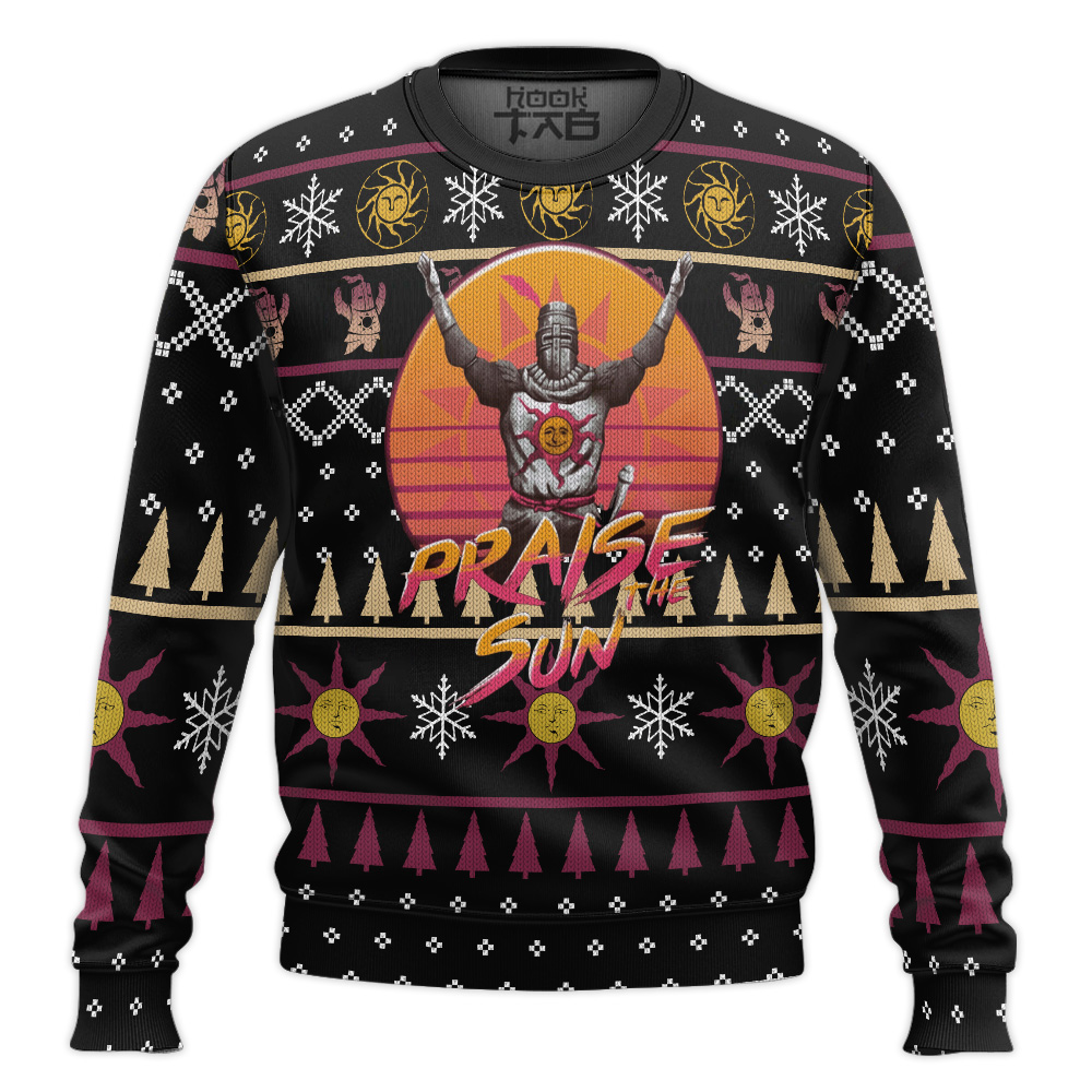 Hooktab Praise The Sun Dark Souls Ugly Christmas Sweater Hooktab Praise The Sun Dark Souls Ugly Christmas Sweater