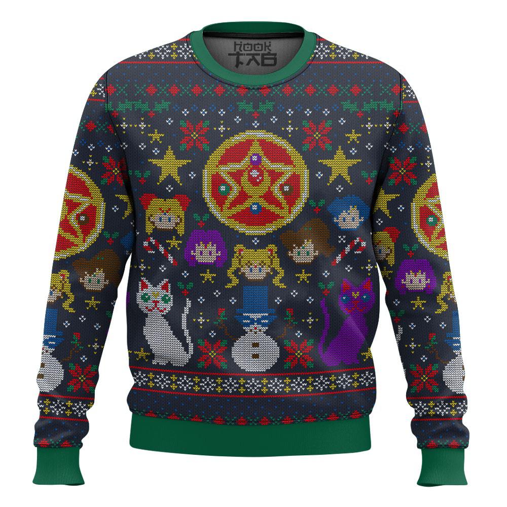 Hooktab Pretty Guardians Sailor Moon Ugly Christmas Sweater Hooktab Pretty Guardians Sailor Moon Ugly Christmas Sweater