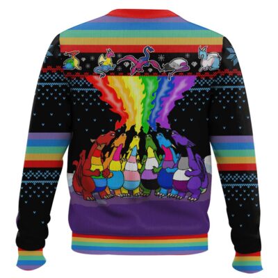 Hooktab Pride Dragon LGBT Support Ugly Christmas Sweater