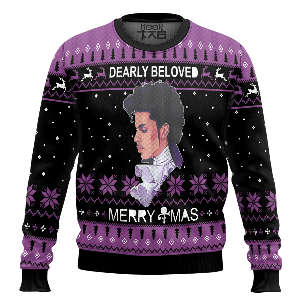 Hooktab Prince Dearly Beloved Ugly Christmas Sweater Hooktab Prince Dearly Beloved Ugly Christmas Sweater