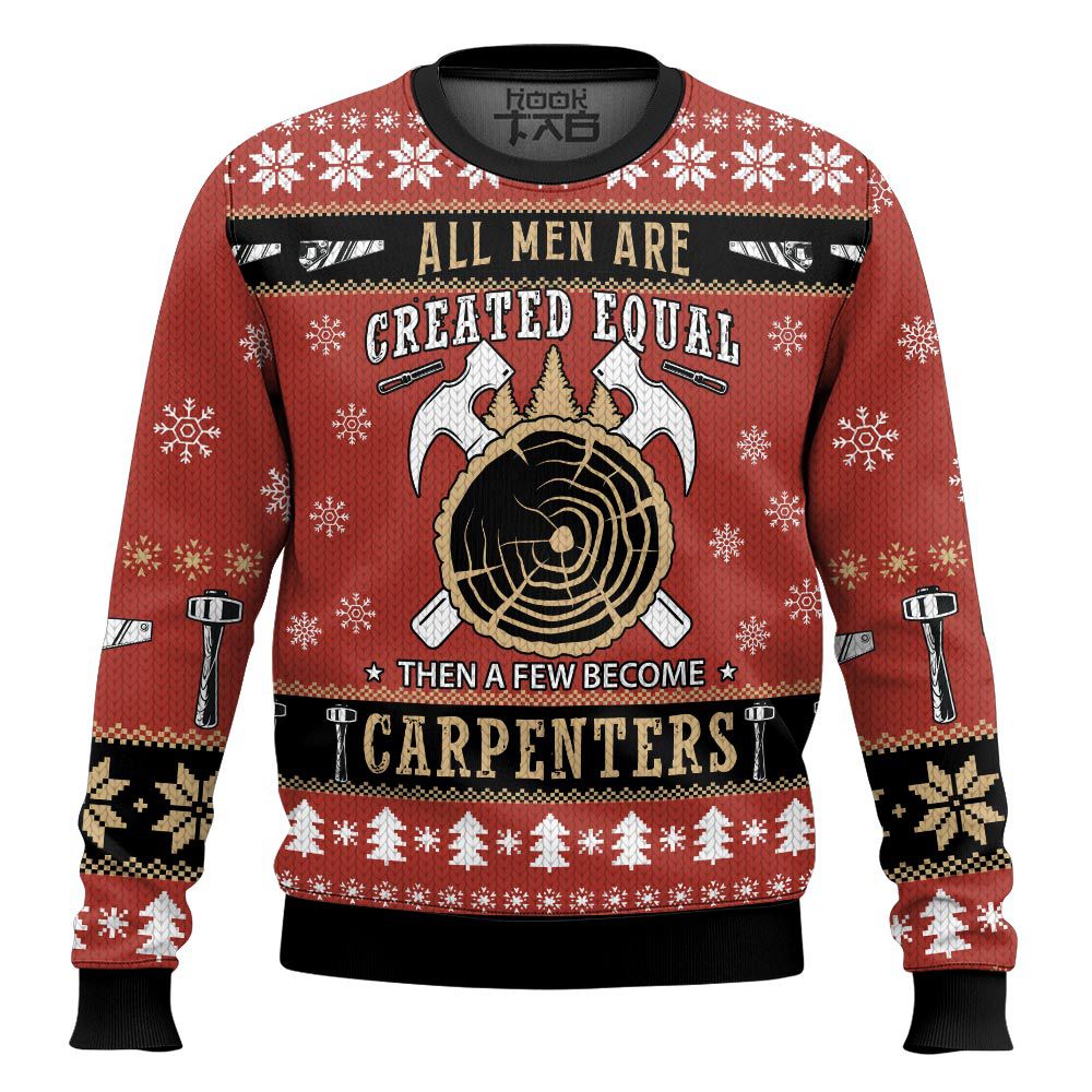 Hooktab Proud To Be A Carpenter - Custom Name Ugly Christmas Sweater Hooktab Proud To Be A Carpenter - Custom Name Ugly Christmas Sweater