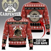 Hooktab Proud To Be A Carpenter - Custom Name Ugly Christmas Sweater