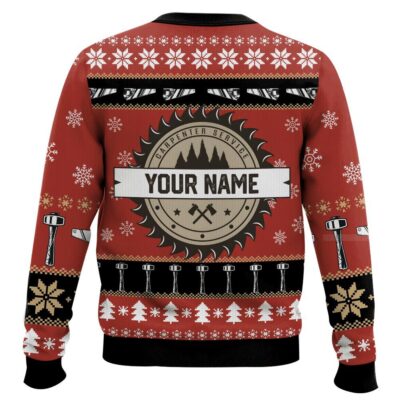 Hooktab Proud To Be A Carpenter – Custom Name Ugly Christmas Sweater