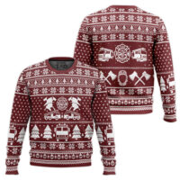 Hooktab Proud To Be A Firefighter Ugly Christmas Sweater