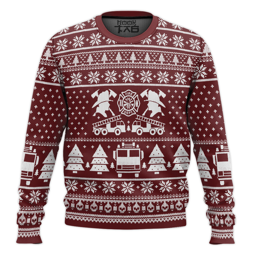 Hooktab Proud To Be A Firefighter Ugly Christmas Sweater Hooktab Proud To Be A Firefighter Ugly Christmas Sweater