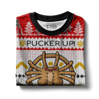 Hooktab Pucker Up Facehugger Alien Ugly Christmas Sweater
