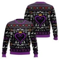 Hooktab Purple Hearts Kingdom Hearts Ugly Christmas Sweater