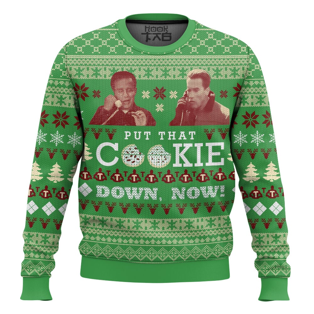 Hooktab Put That Cookie Down, Now Jingle All The Way Ugly Christmas Sweater Hooktab Put That Cookie Down, Now Jingle All The Way Ugly Christmas Sweater