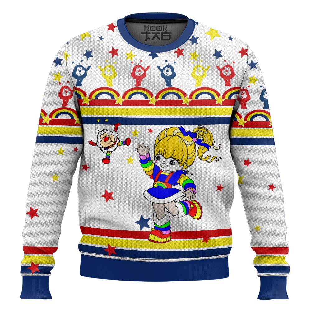 Hooktab Rainbow Brite Ugly Christmas Sweater Hooktab Rainbow Brite Ugly Christmas Sweater
