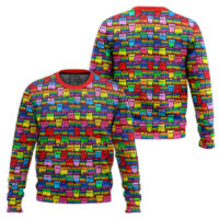 Hooktab Rainbow Flag Cat LGBT Support Ugly Christmas Sweater