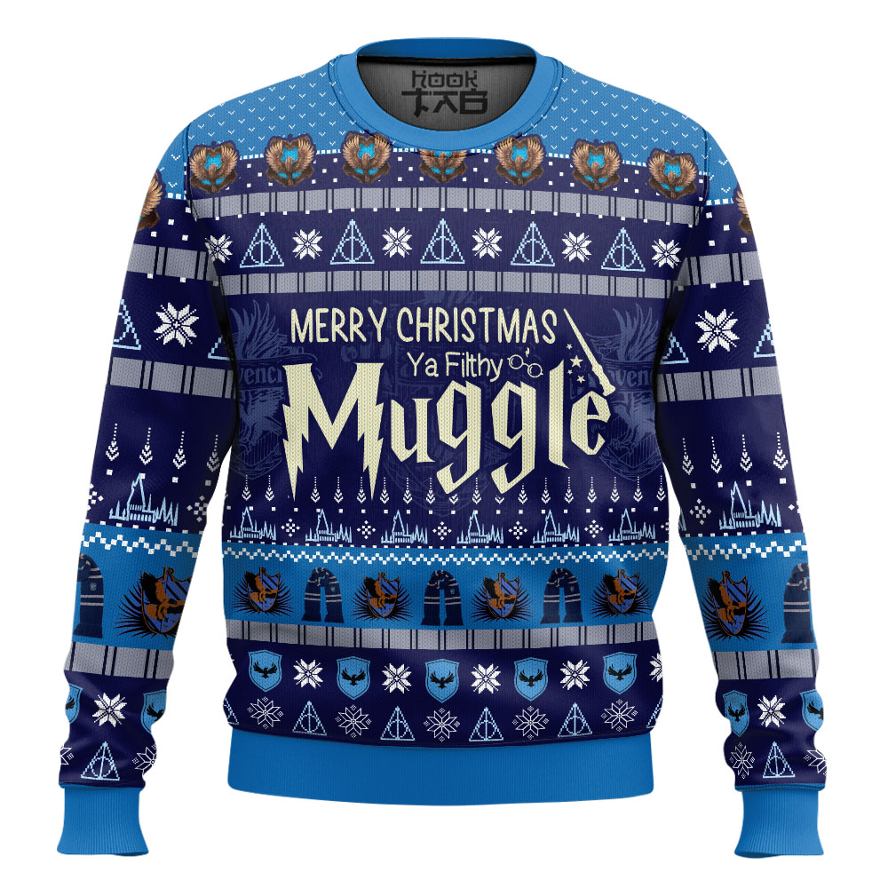 Hooktab Ravenclaw Merry Christmas Ya Filthy Muggle Sweater Hooktab Ravenclaw Merry Christmas Ya Filthy Muggle Sweater