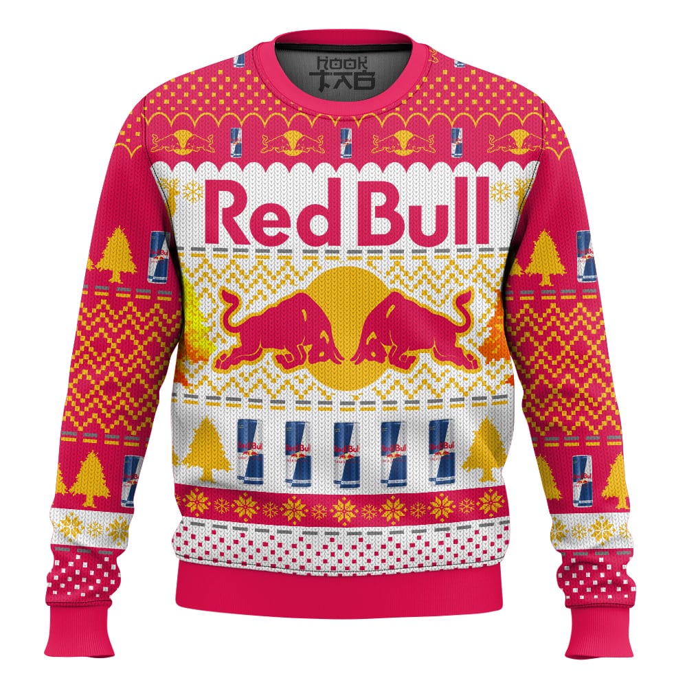 Hooktab Red Bull Red Bull Energy Drink Ugly Christmas Sweater Hooktab Red Bull Red Bull Energy Drink Ugly Christmas Sweater