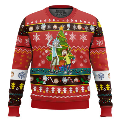 Red Christmas Rick And Morty Ugly Christmas Sweater
