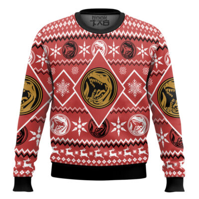 Red Power Rangers Mighty Morphin Ugly Christmas Sweater