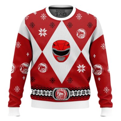 Red Power Rangers Ugly Christmas Sweater